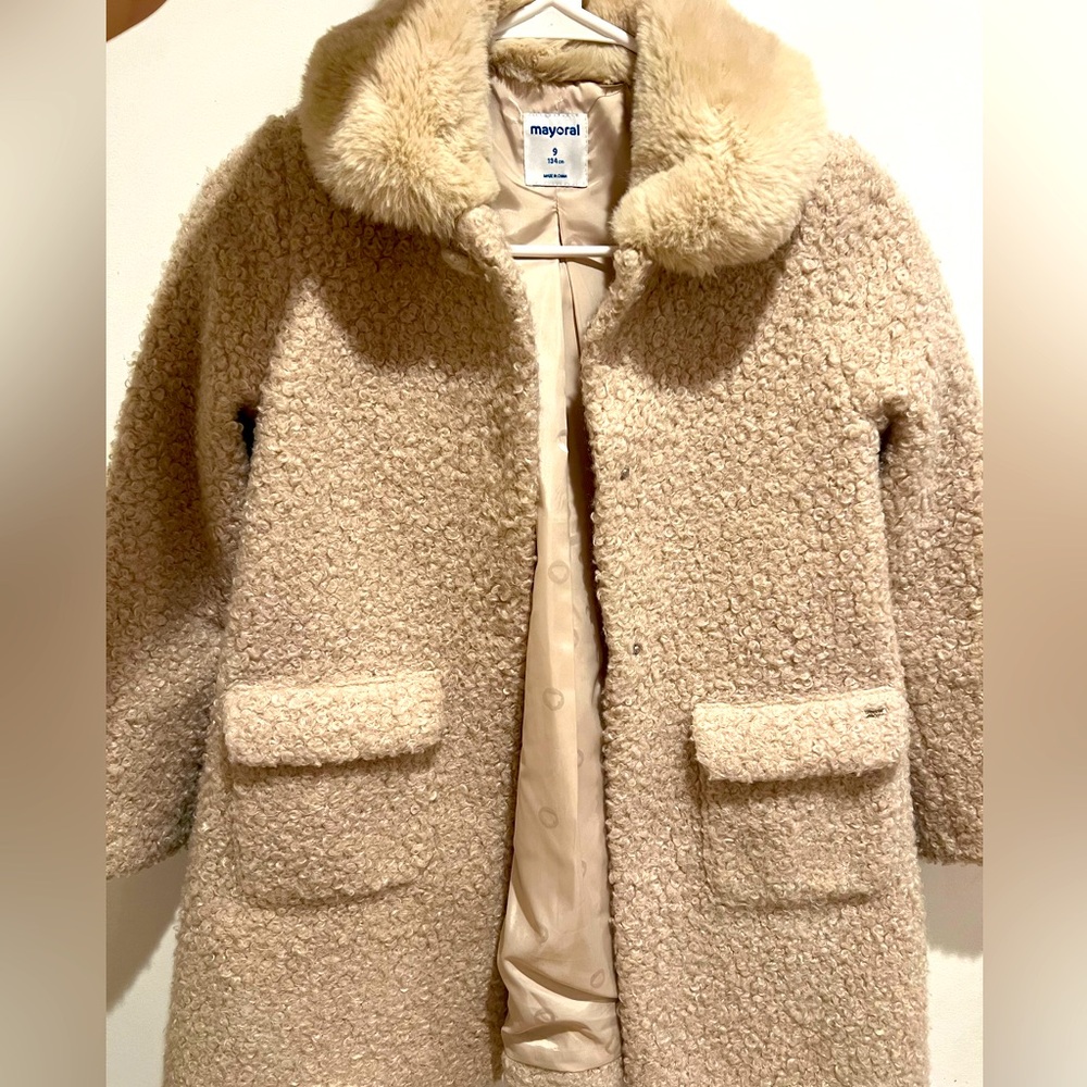Mayoral Women's Cream Teddy Coat